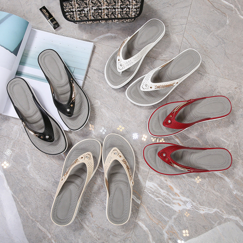 Women's Metal Buckle Wedge Sandals
