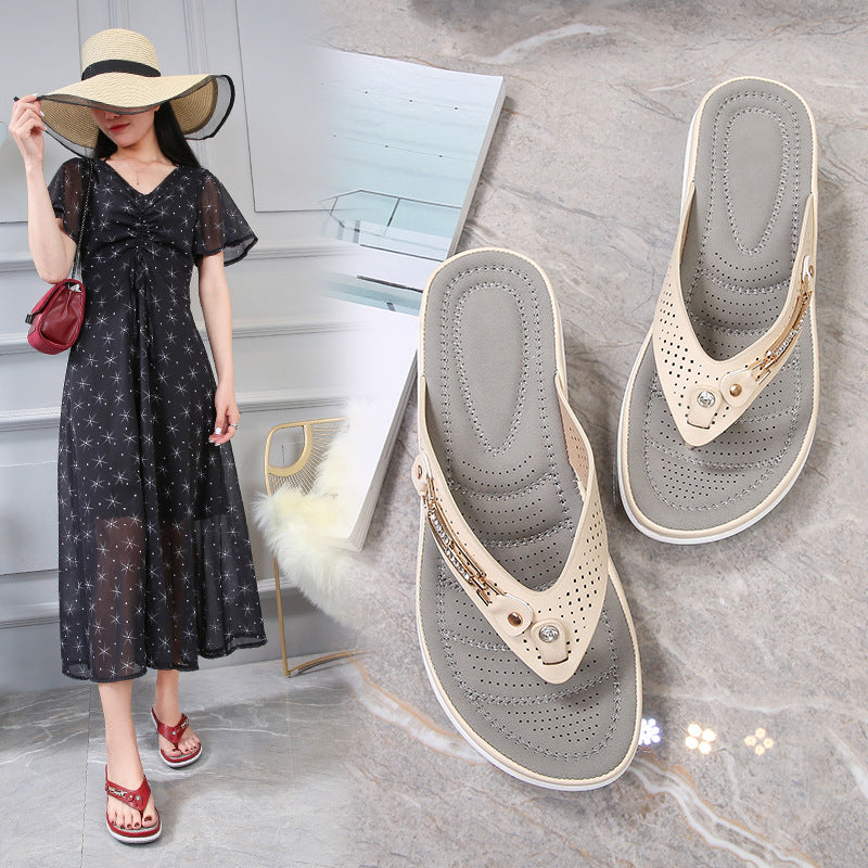 Women's Metal Buckle Wedge Sandals