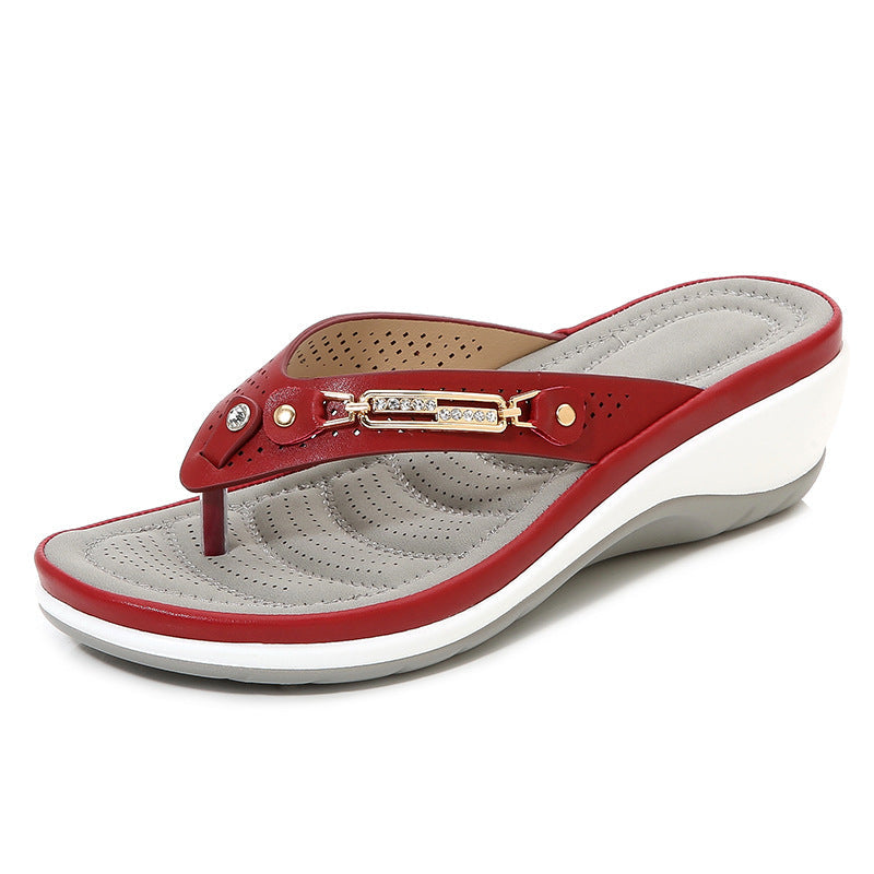 Women's Metal Buckle Wedge Sandals