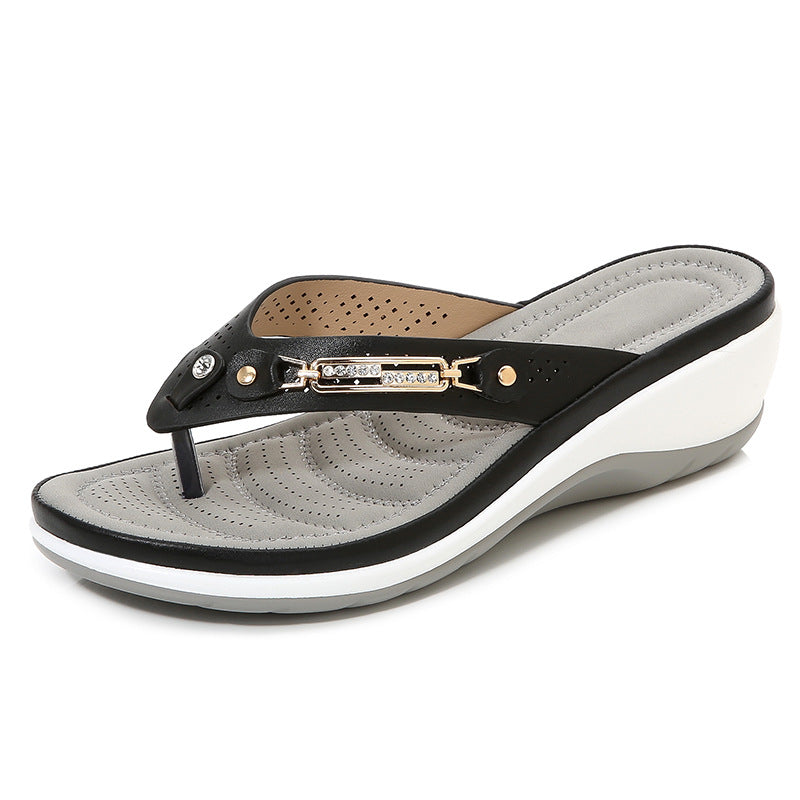 Women's Metal Buckle Wedge Sandals
