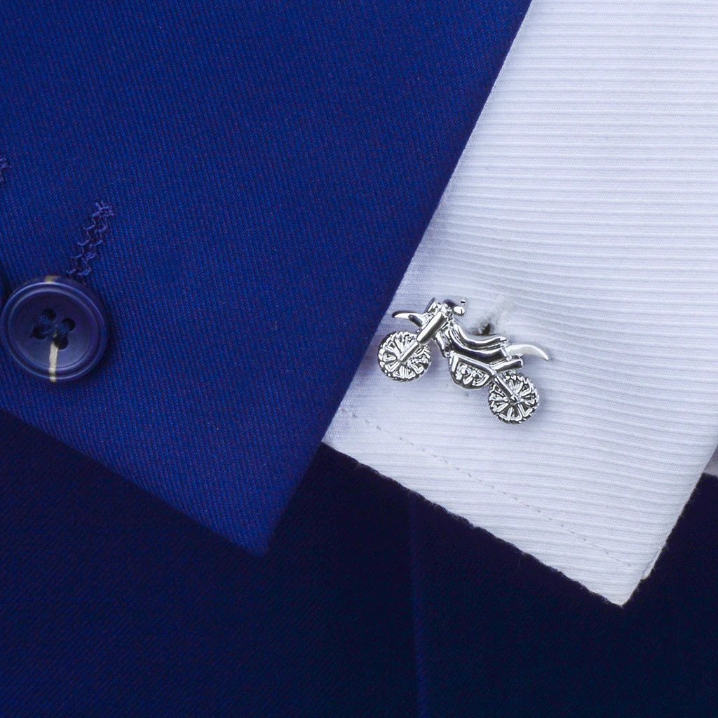 Men's Silver Motorcycle Cuff links