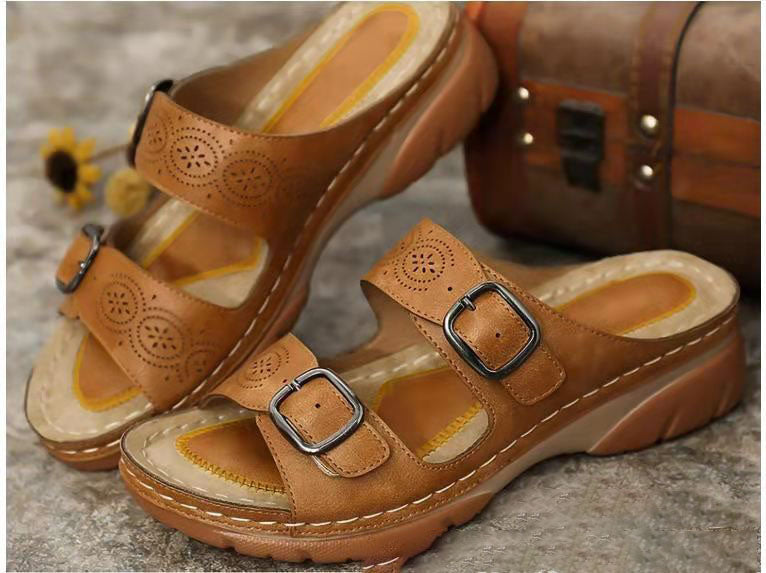 Buckle Wedge Sandals