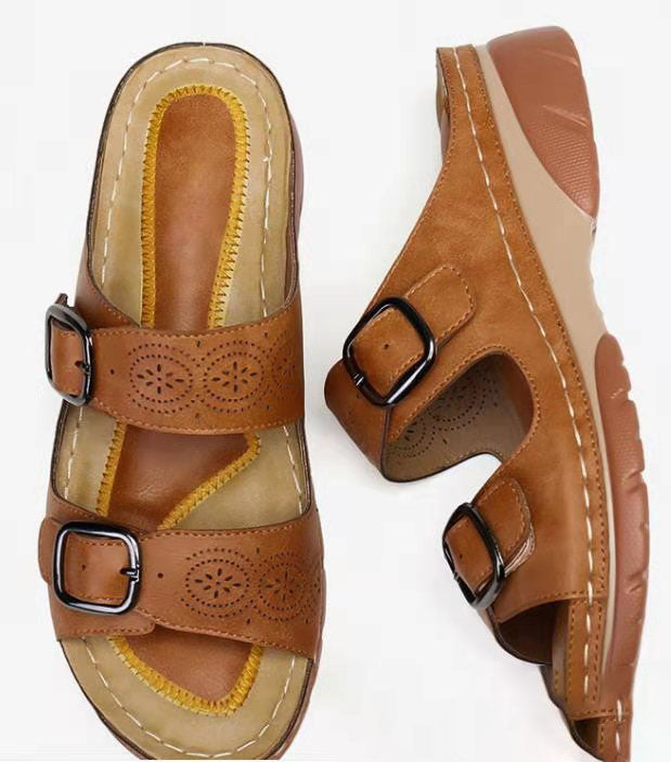 Buckle Wedge Sandals