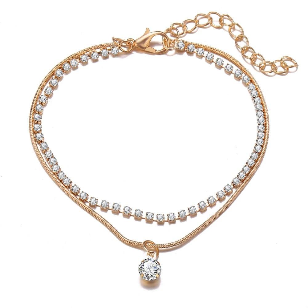 Bohemian Beads Anklets for Women Boho Cubic Zirconia Anklet Ankle Bracelet on Leg Anklet Jewellery