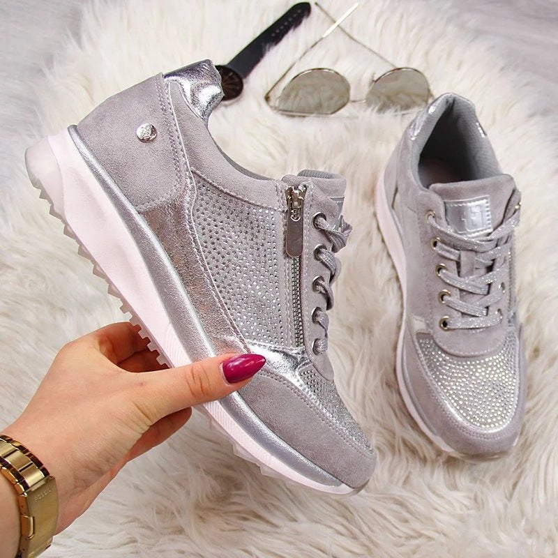 Women's Rhinestone Embellished Lug Sole Sneakers