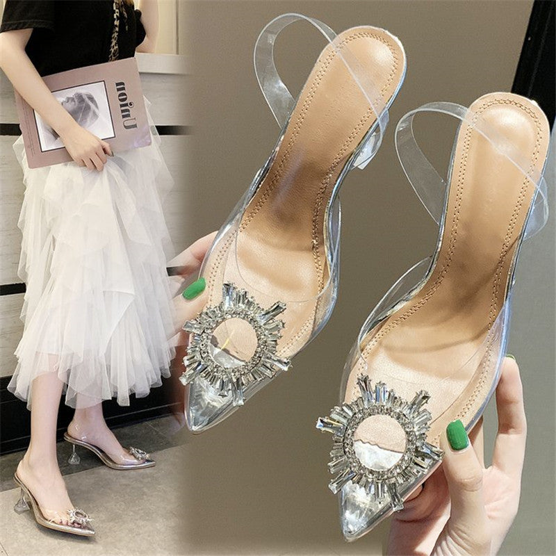 Silver Pointed-Toe Stiletto Sandals