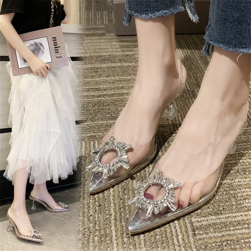 Silver Pointed-Toe Stiletto Sandals