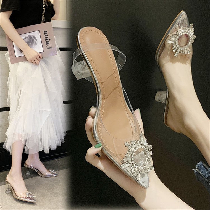 Silver Pointed-Toe Stiletto Sandals