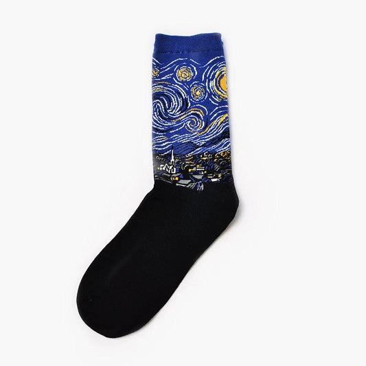 Calcetines retro con estampado de óleo "World Famous" para hombre
