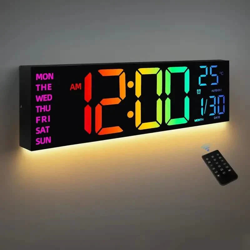 16.2" Large Display Digital Coloring Changing Wall Clock with Built-in Night Light