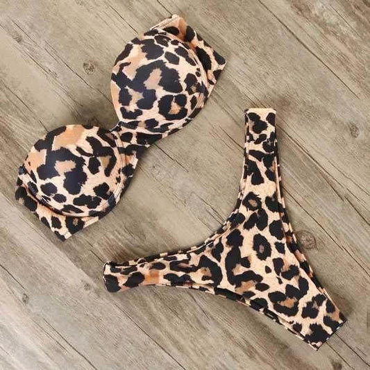 Bikini sexy, traje de baño para mujer, conjunto de bikini de leopardo, ropa de playa