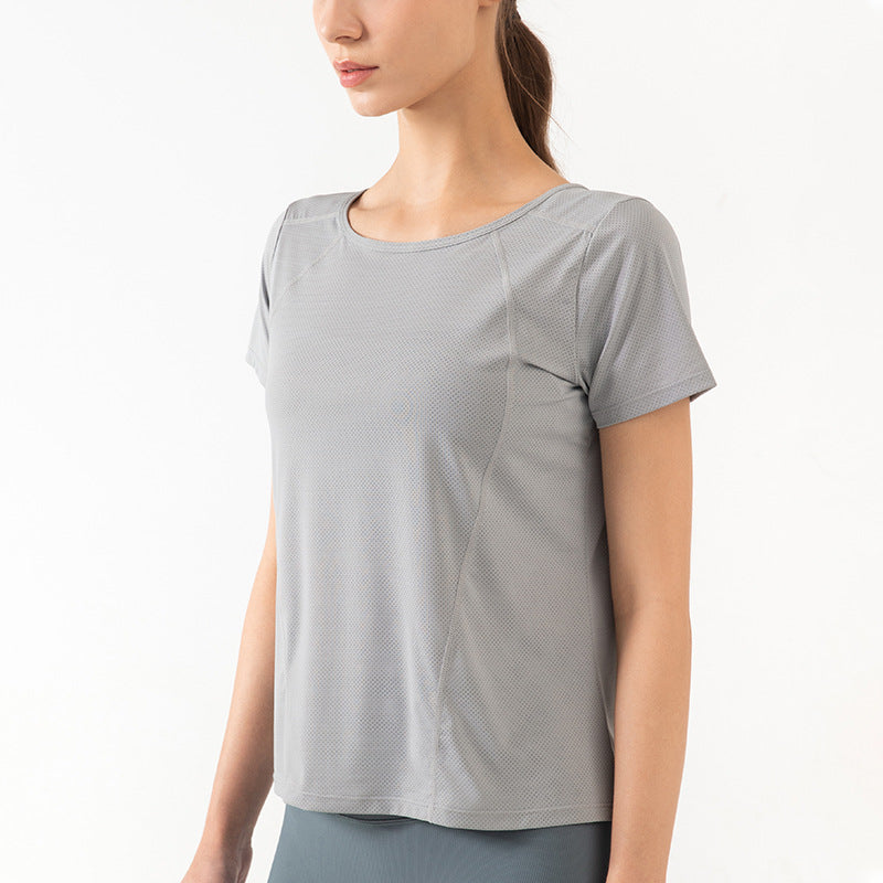 Both Sides Wear Short-Sleeved Women'S Running Sports Breathable Fitness Dance Training Yoga Clothes T-Shirt Women