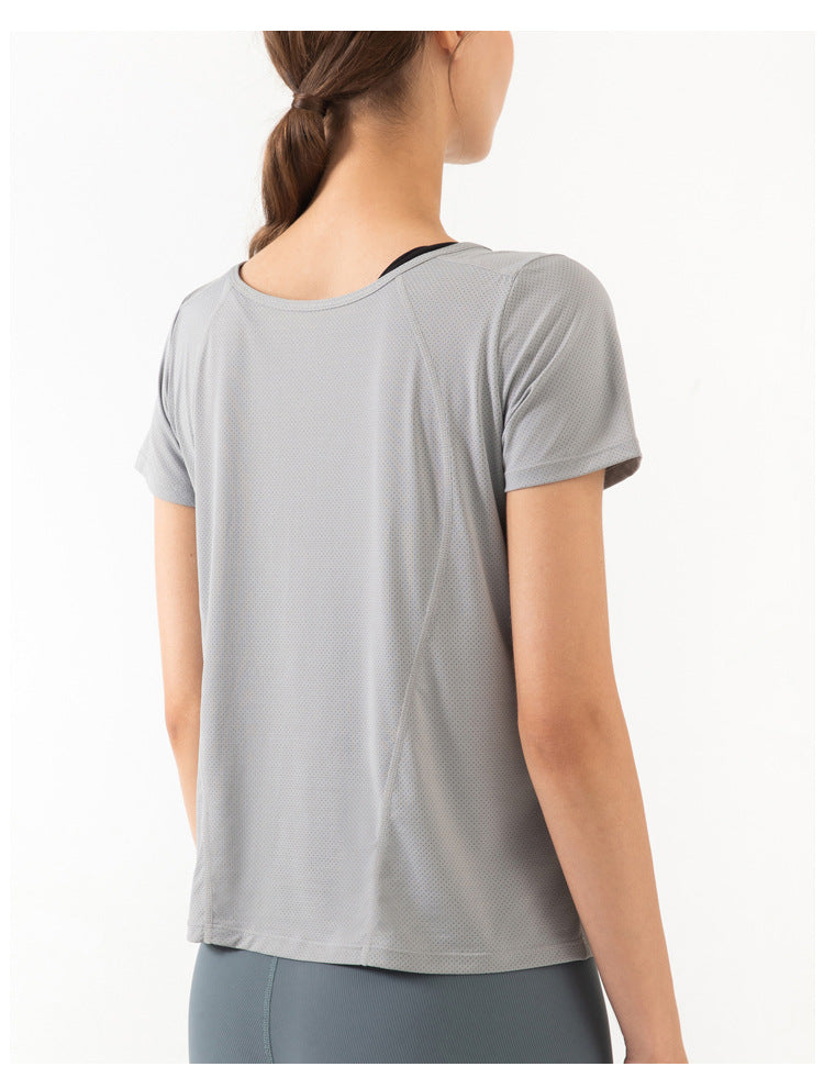 Both Sides Wear Short-Sleeved Women'S Running Sports Breathable Fitness Dance Training Yoga Clothes T-Shirt Women