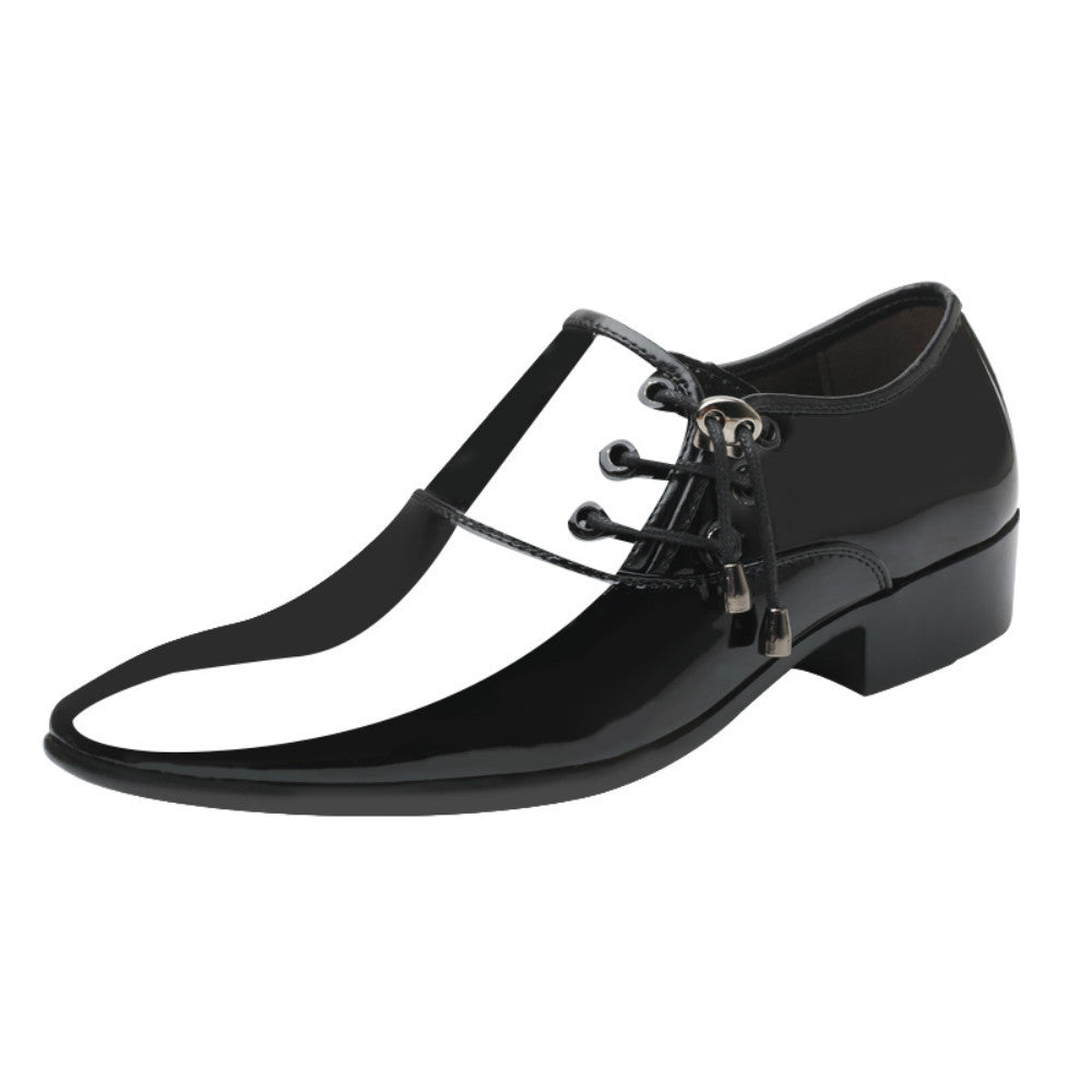 Italian Men'S Leather Shoes, Shiny Leather Loafers, Pointed Toe, Fashion