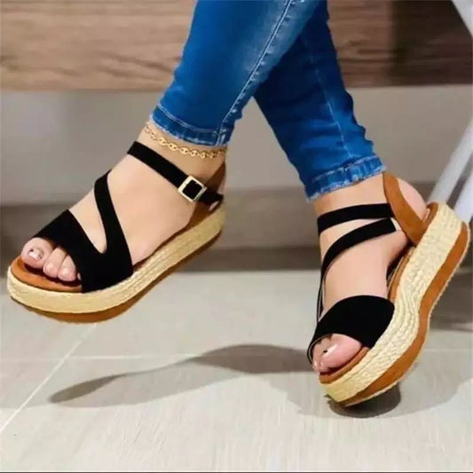 Platform Sandals Hollow Buckle Women's Shoes See size chart under “more details”