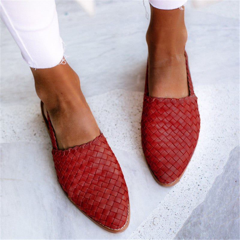 Women's Pointed-Toe Cap Buckle Flat Loafers
