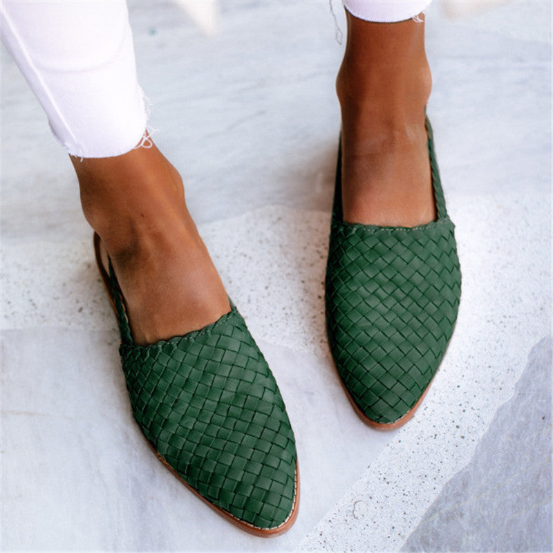 Women's Pointed-Toe Cap Buckle Flat Loafers