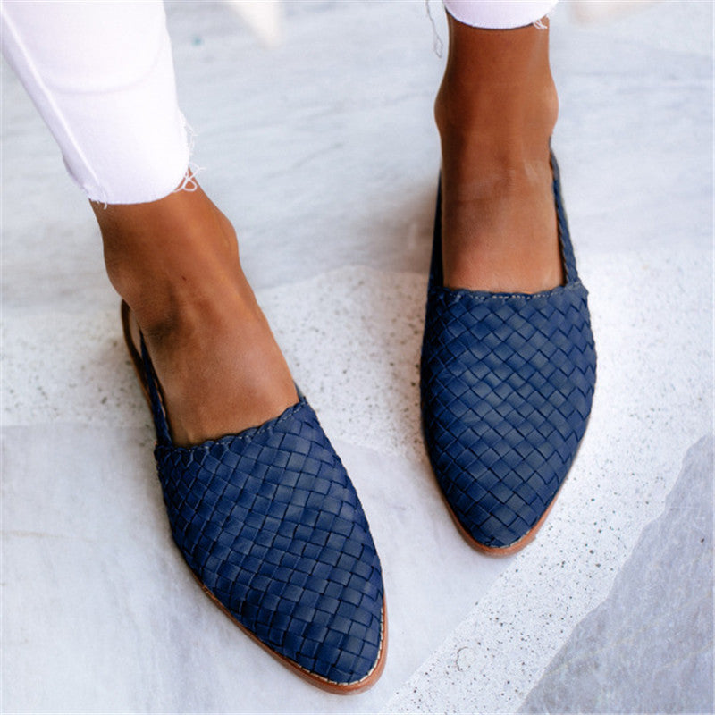 Women's Pointed-Toe Cap Buckle Flat Loafers
