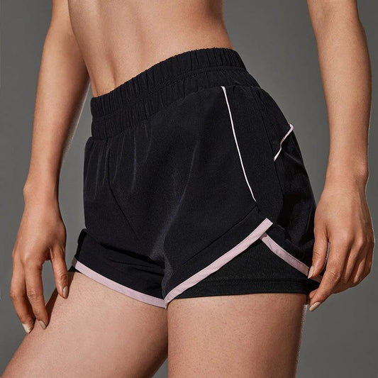 Pantalones cortos deportivos de secado rápido de dos piezas para mujer