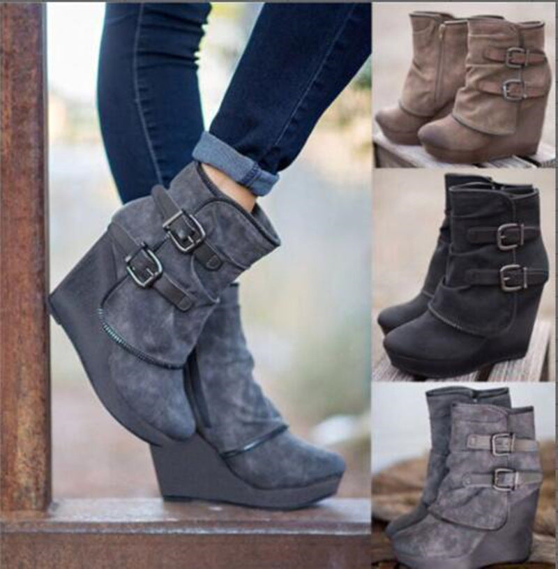 Women's Long-Tube Wedge Boots