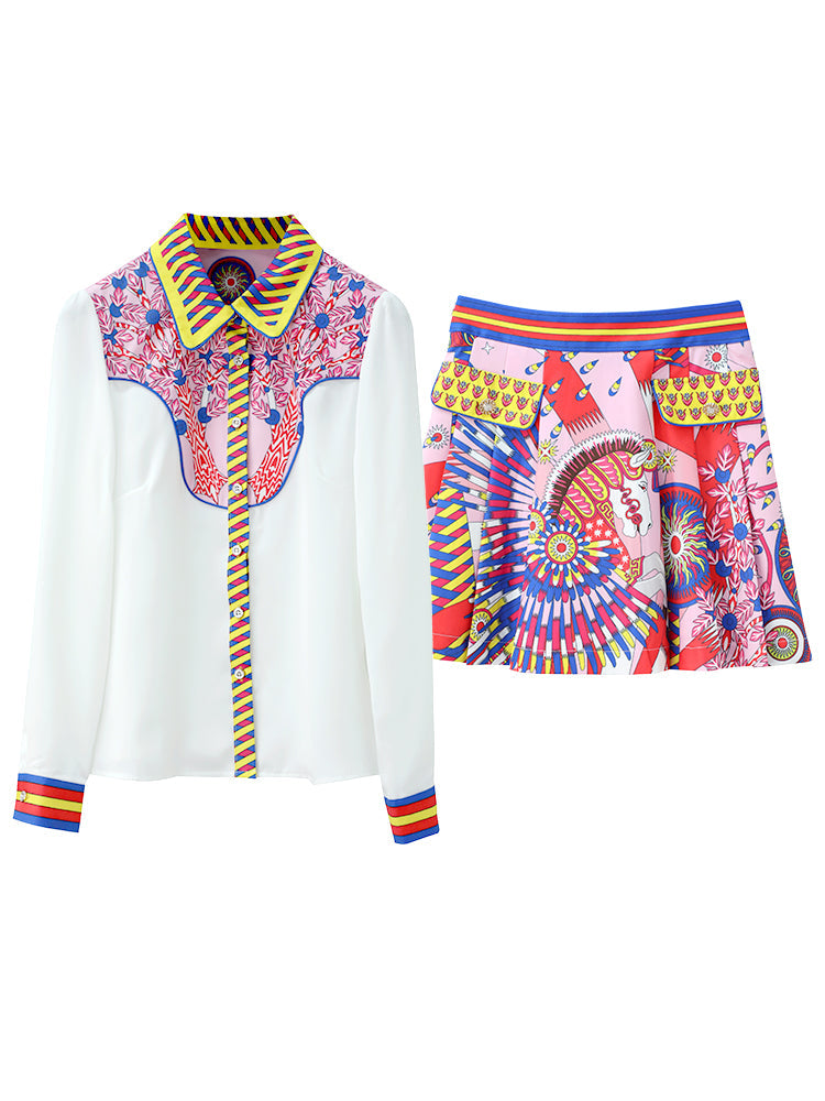 Traje de Falda Pequeña y Alta Estilo Extranjero Primavera Vestido Nuevo de Mujer Camisa Falda Corta Traje de Calle Frita Conjunto de Dos Piezas Consulta la tabla de tallas en "más detalles"