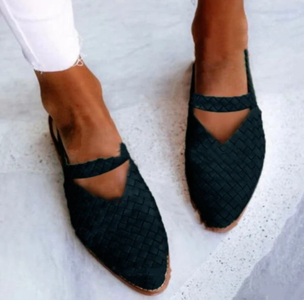Women's Woven Pointed-Toe Flat Loafers