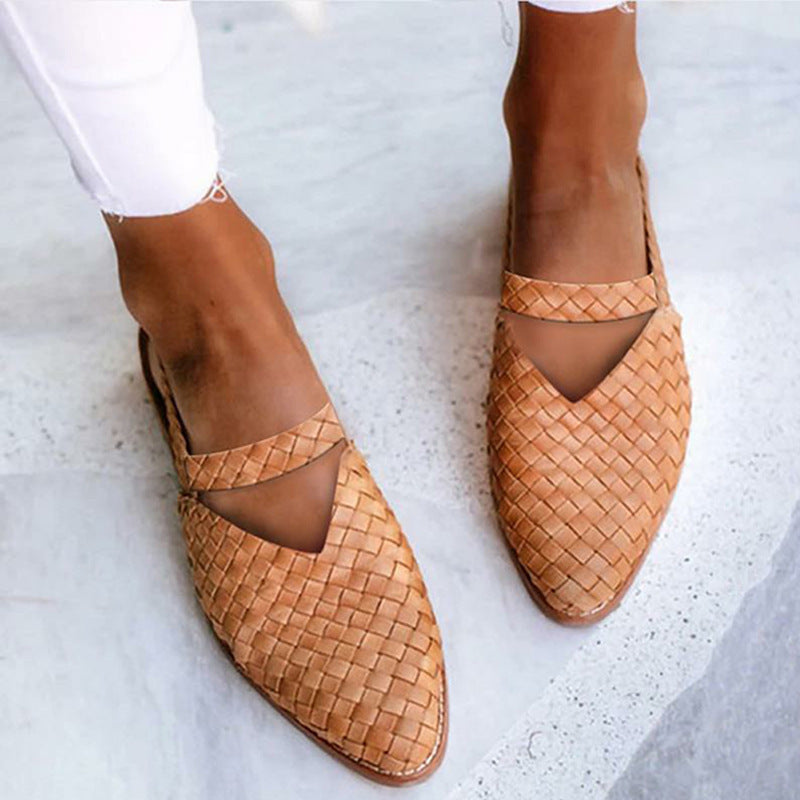 Women's Woven Pointed-Toe Flat Loafers