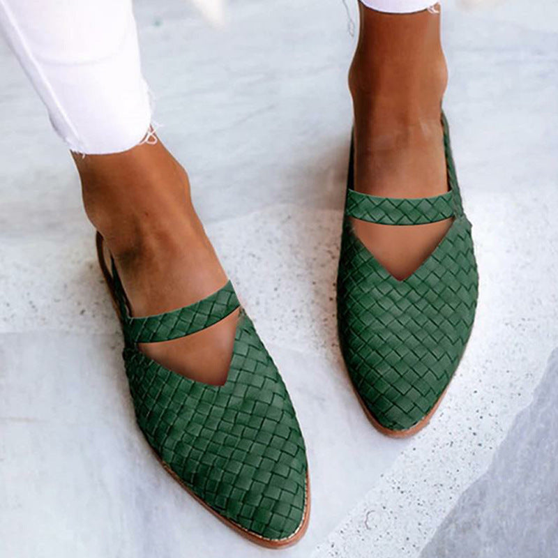 Women's Woven Pointed-Toe Flat Loafers