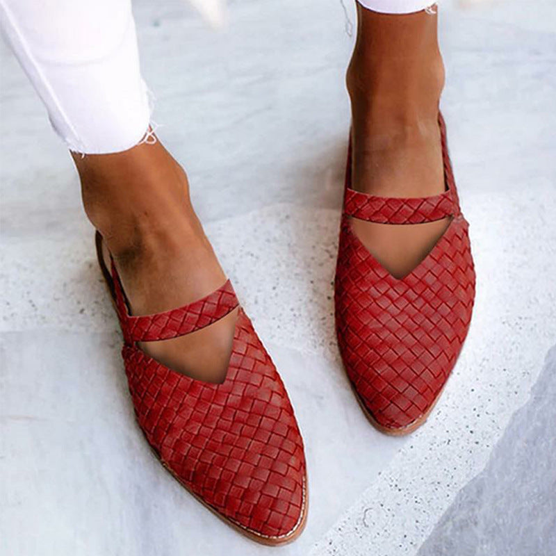 Women's Woven Pointed-Toe Flat Loafers