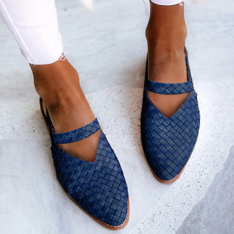 Women's Woven Pointed-Toe Flat Loafers