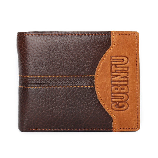Genuine Leather Men's Patchwork Wallet