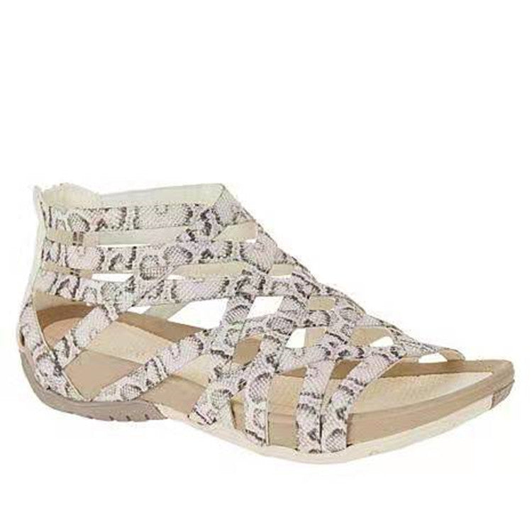 Thin Strap Cross Low Wedge Sandals