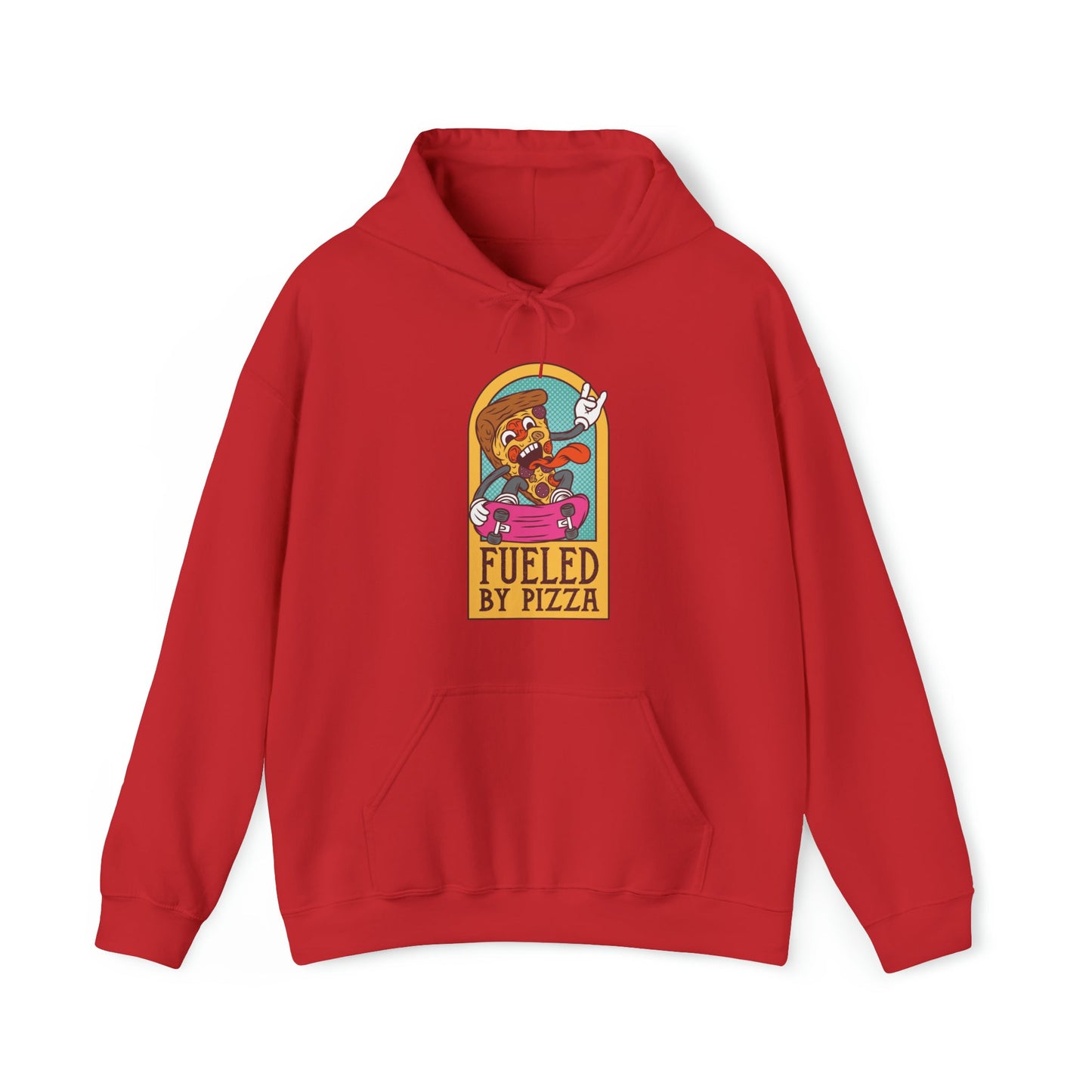 "Sudadera con capucha DirkyThreadz alimentada por pizza - Diseño gráfico divertido para amantes de la pizza"