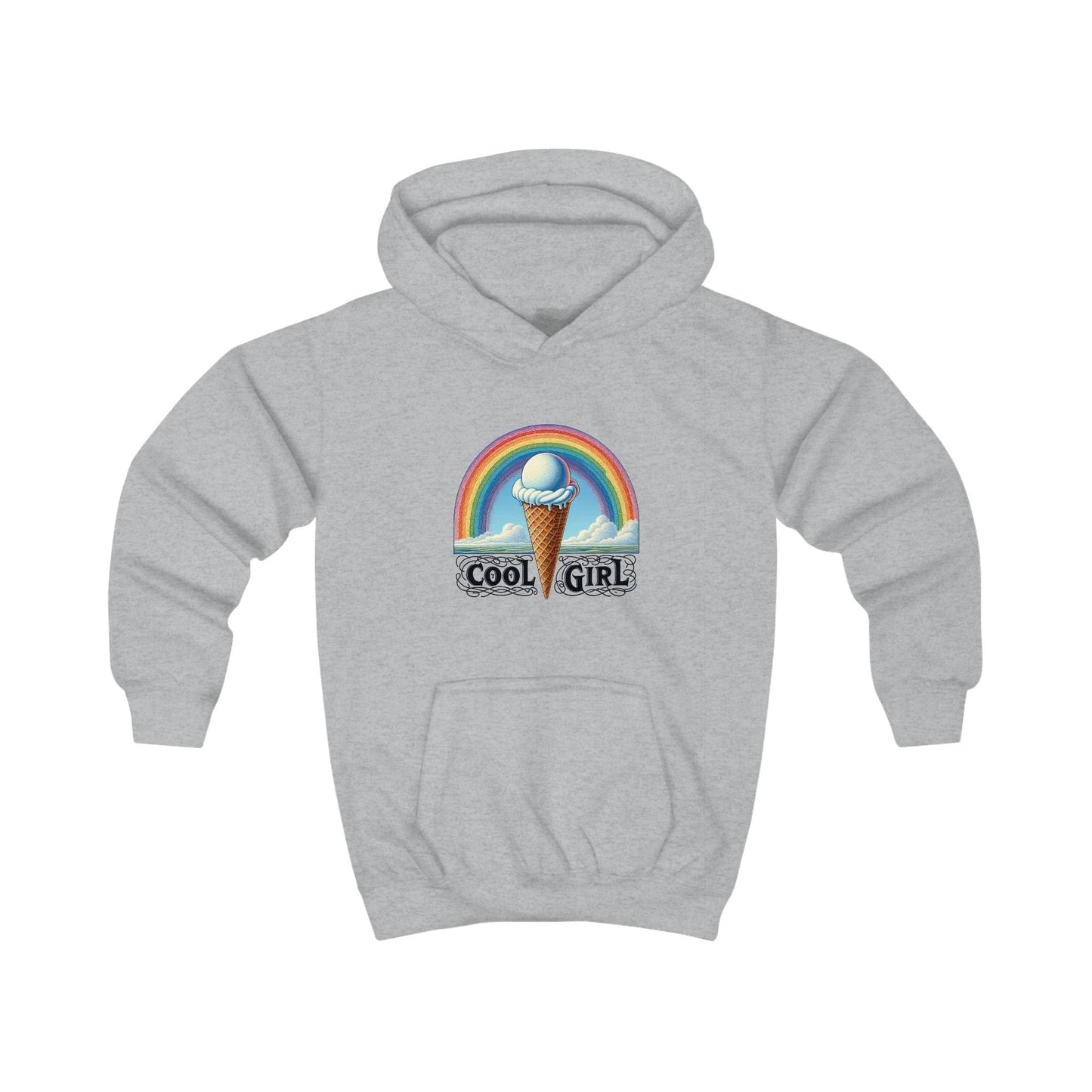 Cool Girl Rainbow Ice Cream Kids Hoodie