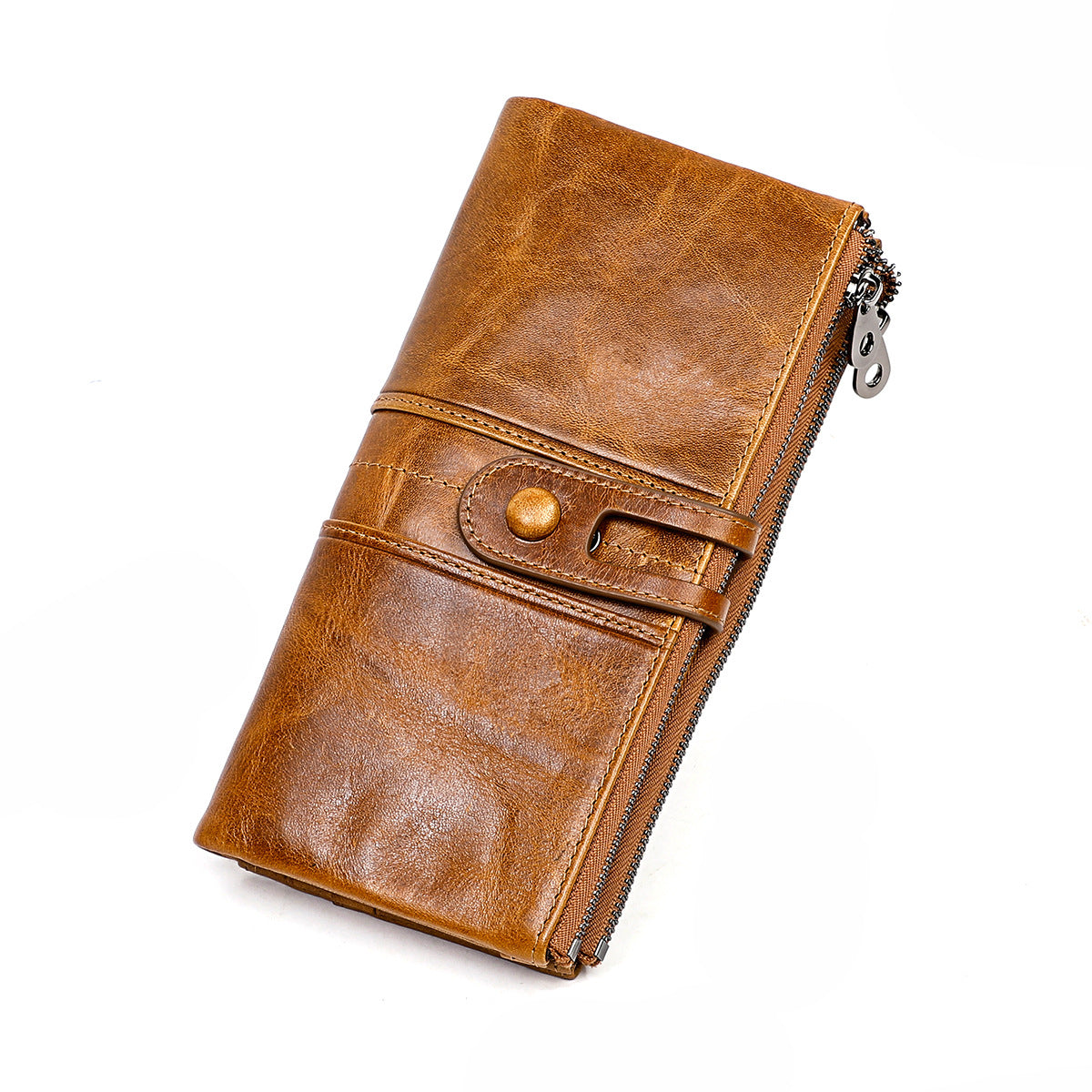 Unisex Top Layer Leather Tri-Fold Wallet