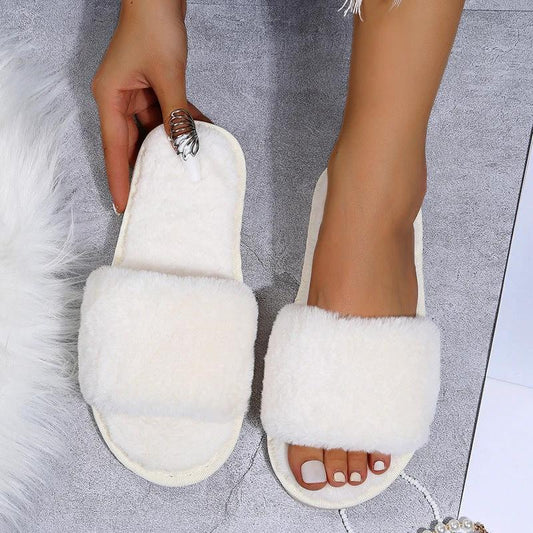 Pantuflas de algodón planas afelpadas para mujer, para interior