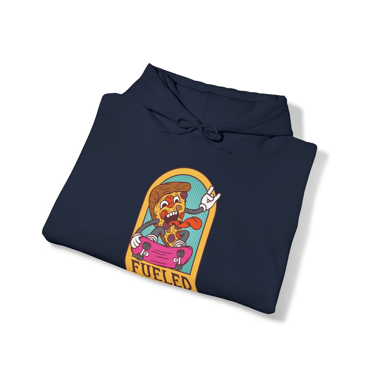 "Sudadera con capucha DirkyThreadz alimentada por pizza - Diseño gráfico divertido para amantes de la pizza"