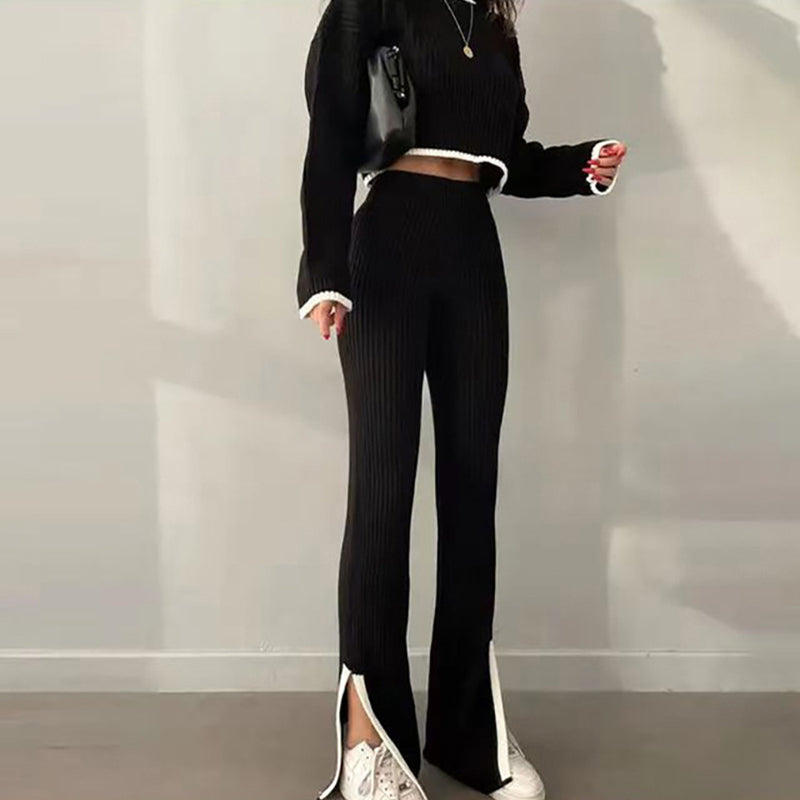 Conjunto de dos piezas informal con bloques de color para mujer