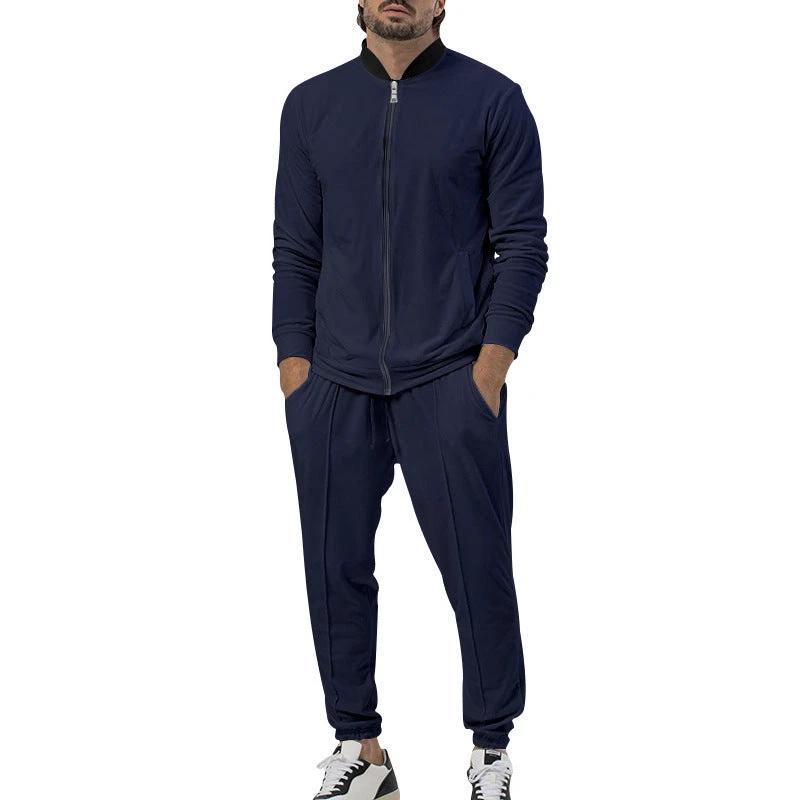 Casual Zipper Long Sleeve Men's Coat Trousers Suit