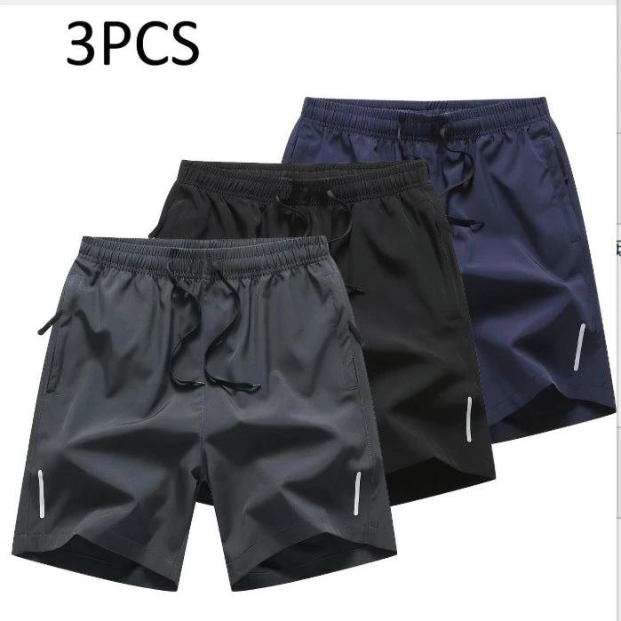 Fashionable Zippered Pocket Casual Men's Shorts (Set Of 3)