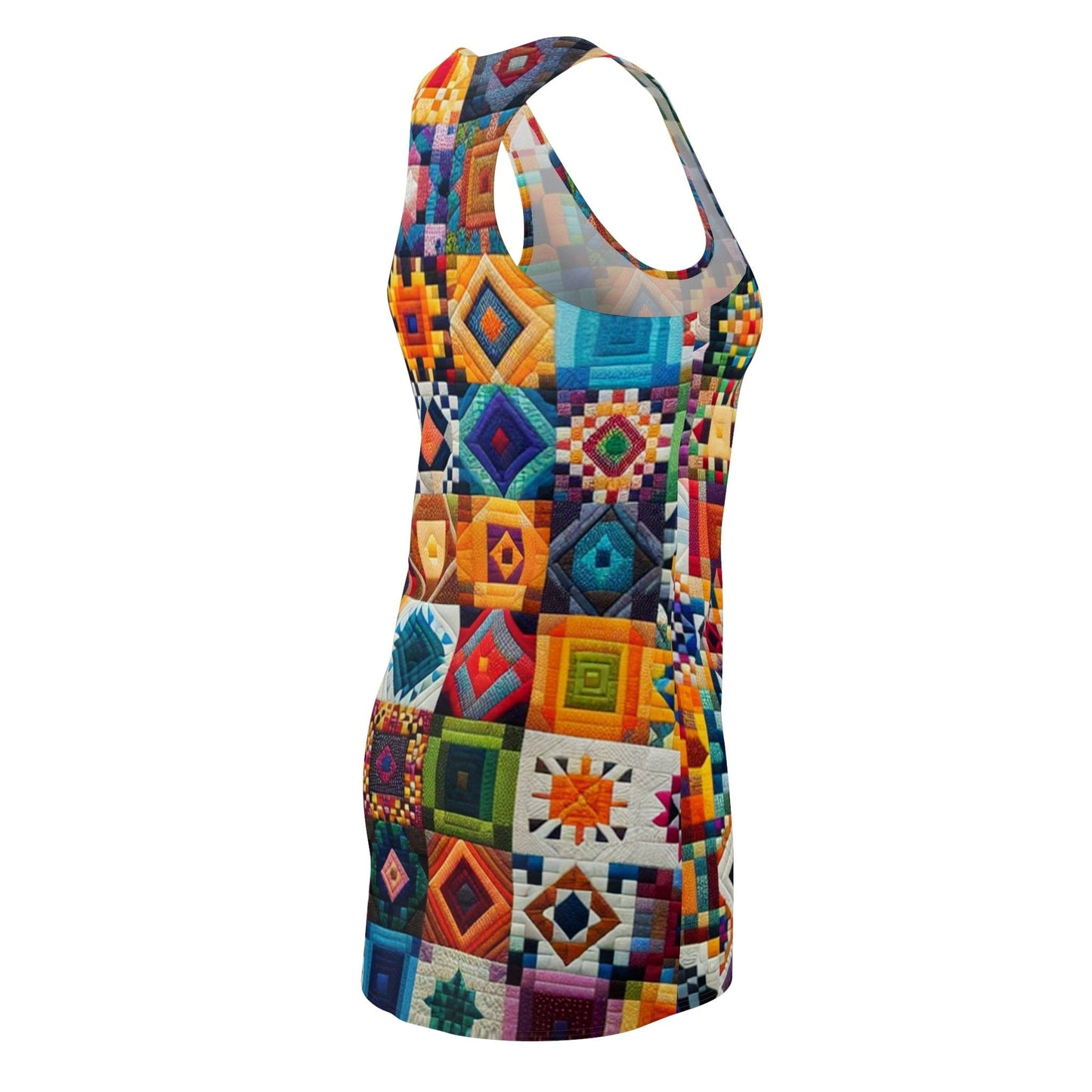 Colorful Patchwork Racerback Dress, Summer Dress, Bohemian Dress, Festival Outfit, Vacation Wear