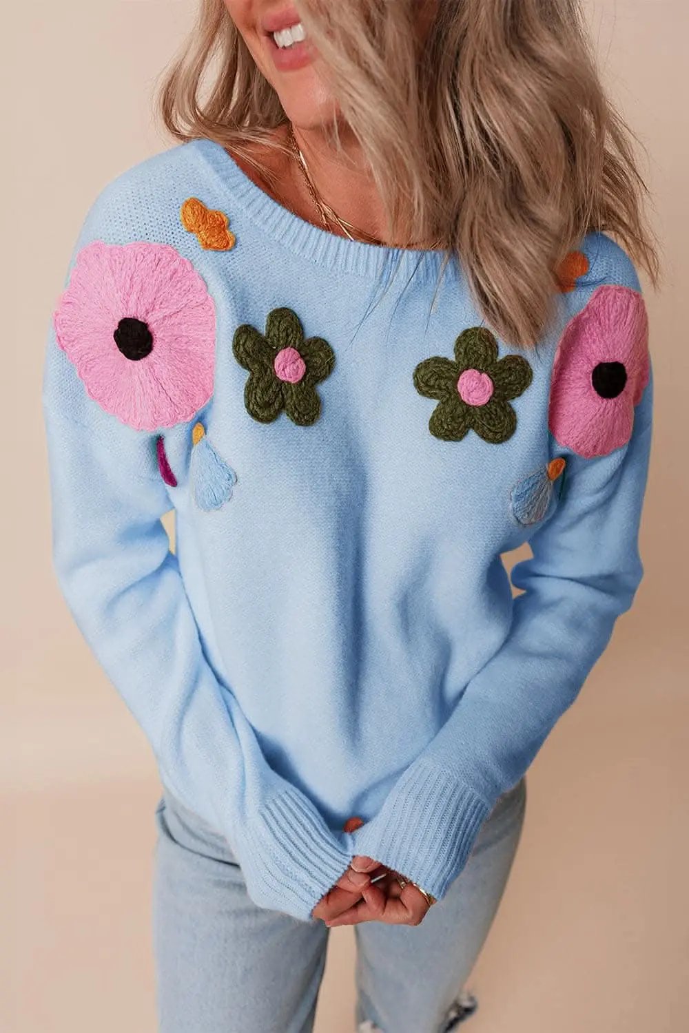 Sweaters Trendsi Chic floral crochet sweater