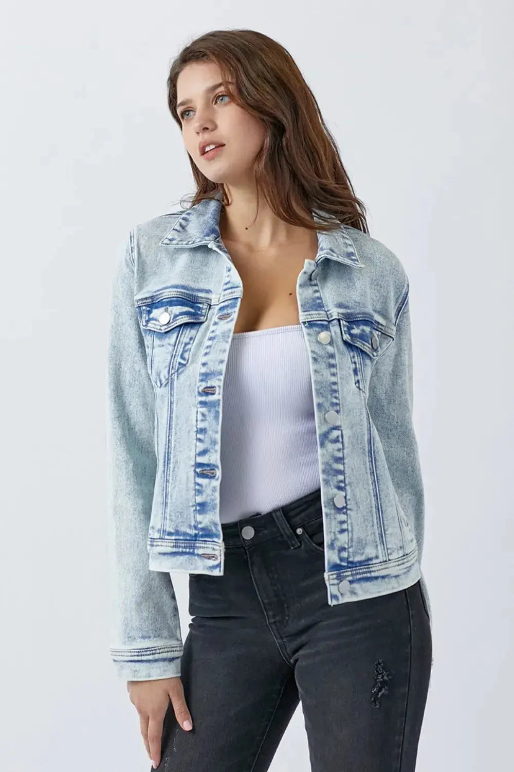 Women's Denim Jackets Women's Denim Jacket - Button Up Washed - Everyday Style