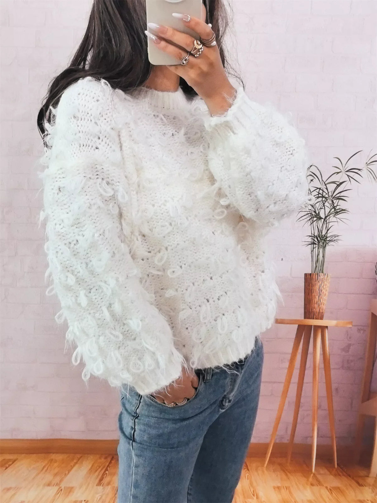 Chunky Round Neck Long Sleeve Sweater