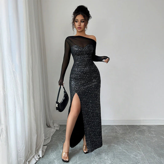 Vestido Elegante de Estilo Gracioso con Top de Tubo y Mangas Largas Ropa de Mujer