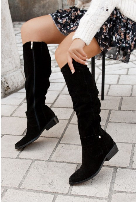 Women's Zipper Suede High Boots