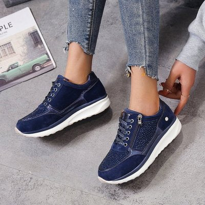 Women's Thick Bottom Rhinestone Sneakers