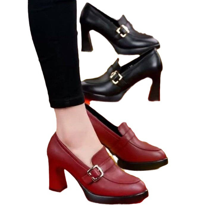 Women's Thick Soled Buckle Heels