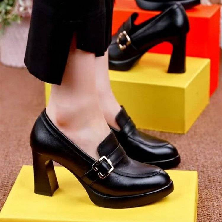 Women's Thick Soled Buckle Heels