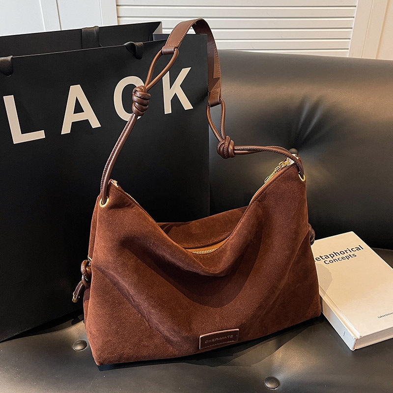 Women's Retro Frosted Leather Maillard Color Crossbody Bag
